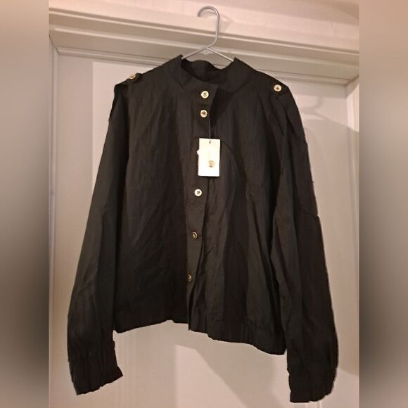 H Halston Button Front Long Sleeve Elastic Waist Jacket Cinched Cuffs XX… - Picture 7 of 7